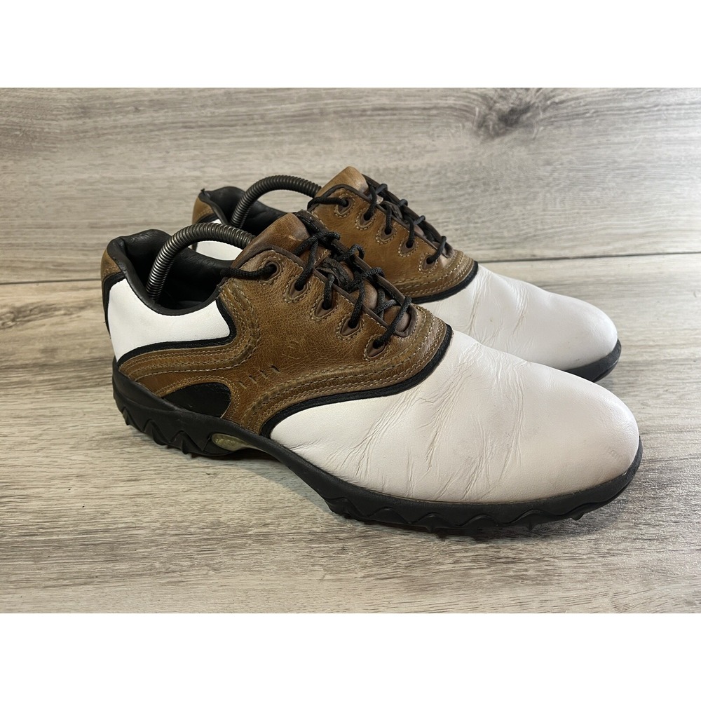 Footjoy Contour Golf Shoes Series White Brown Leather‎ 54024 Mens 9.5M